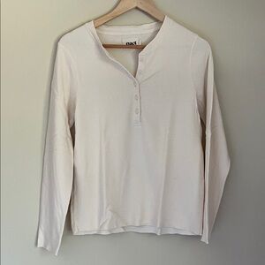 Pact Women's Long Sleeve Henley Tee - Cream